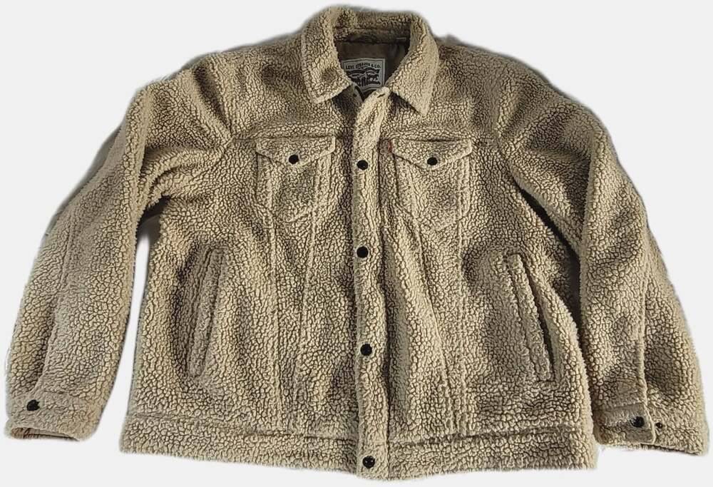 Levi's Men's Sherpa Teddy Trucker Jacket – Beige / Cream – Size XL